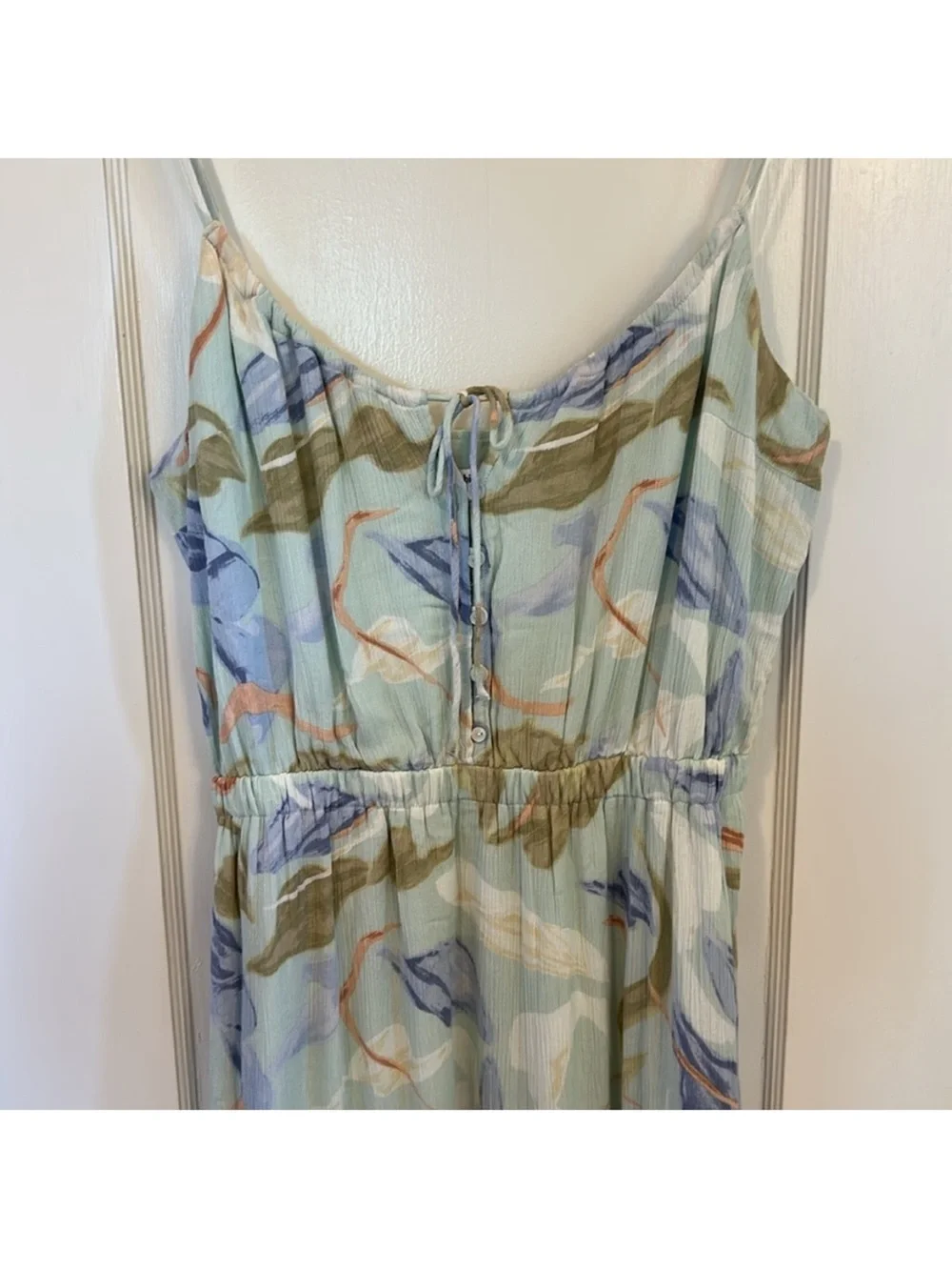 Light Blue Floral Tiered Maxi Dress with Spaghetti Straps